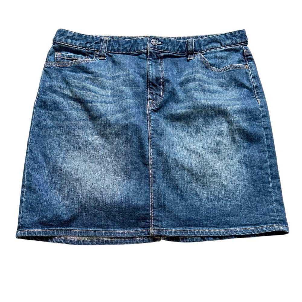Tommy Hilfiger Blue Denim Mini Skirt Stretch Size 16 Summer Casual Pocket